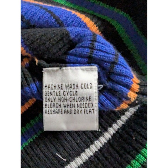 Talbots Petites Striped Turtleneck Blue Black Green‎ Orange White Cotton P - Picture 7 of 10